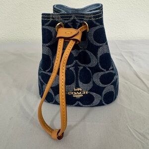 Coach Outlet Denim Drawstring Wristlet